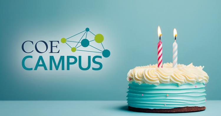COE Campus Logo mit Geburtstagstorte