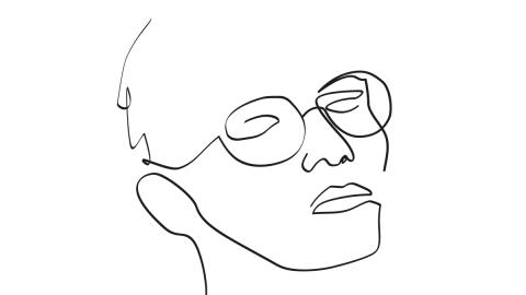 Skizze eines Gesichts mit Brille