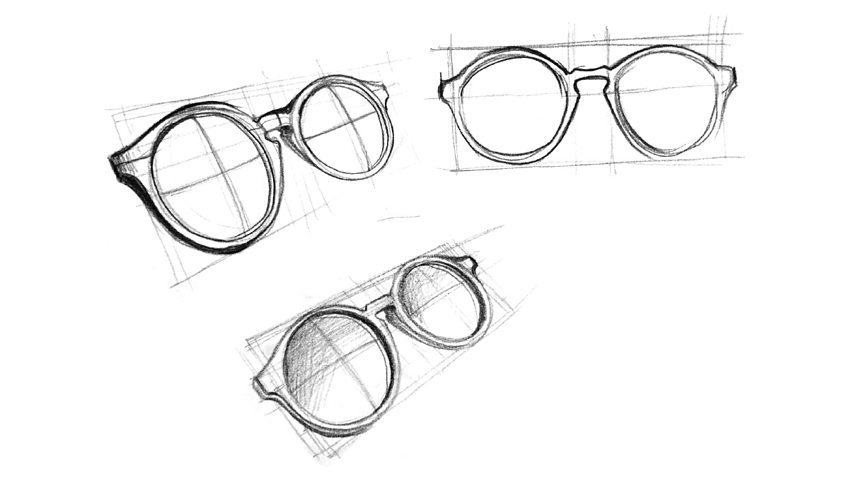 Skizzen von Brillen