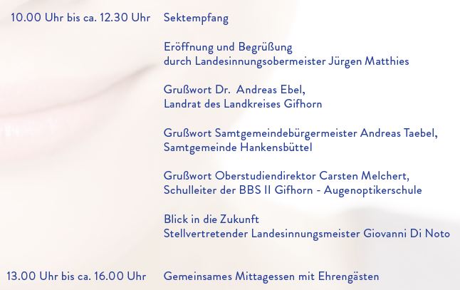 Programm zum Jubiläuumsempfang in Hankensbüttel