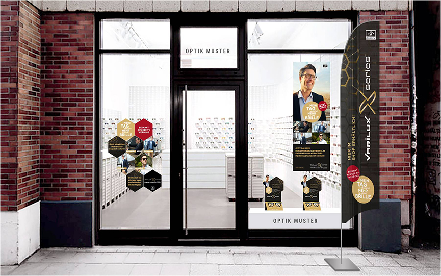 Werbematerial für das AO-Fachgeschäft von Essilor