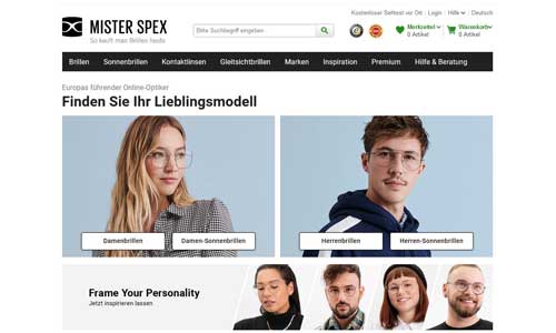 Mister Spex Webseite