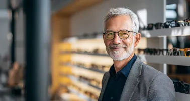 älterer Mann im Store von Brillen.de 