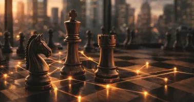 Schachfiguren auf einem Spielbrett