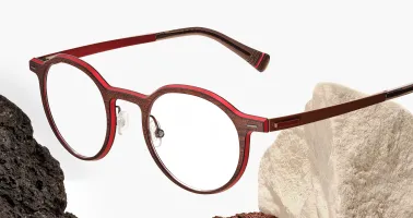Holz-Titanbrille braun/rot
