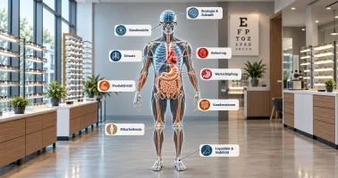 Modell eines Menschen mit Organen im Optikgeschäft