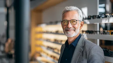 älterer Mann im Store von Brillen.de 