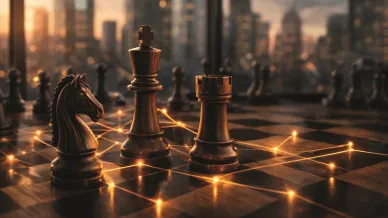 Schachfiguren auf einem Spielbrett