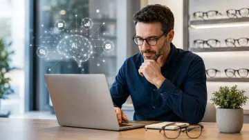 Optiker mit Laptop KI