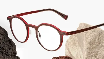 Holz-Titanbrille braun/rot