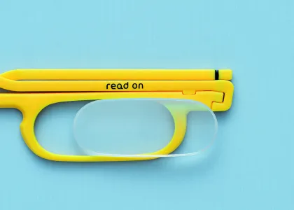Ausschnitt einer Read on Lesebrille in gelb