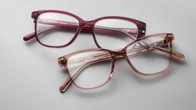 Nirvan Javan Acetat Brillen Paris Kollektion Fassungen in dunklem Pink und Rose