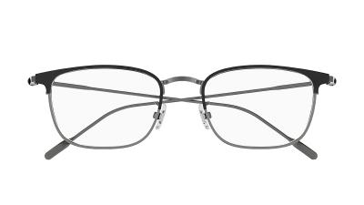 Eine schwarz-silberne Metall-Kunststoff-Brillenfassung von vorne