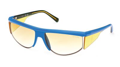Sonnebrille mit Seitenschutz in Blau/Gelb