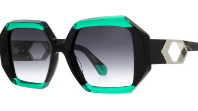 Sonnenbrille von ODLM-Seaport mit Grün-Schwarzem Rahmen.