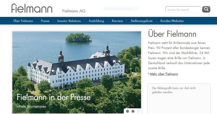 Screenshot Website der Fielmann AG