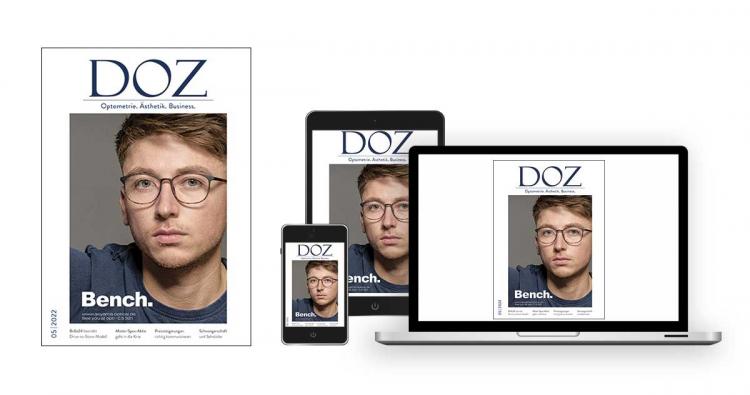 Cover der DOZ-Ausgabe Mai 2022 auf verschiedenen Geräten