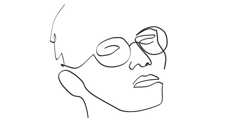 Skizze eines Gesichts mit Brille