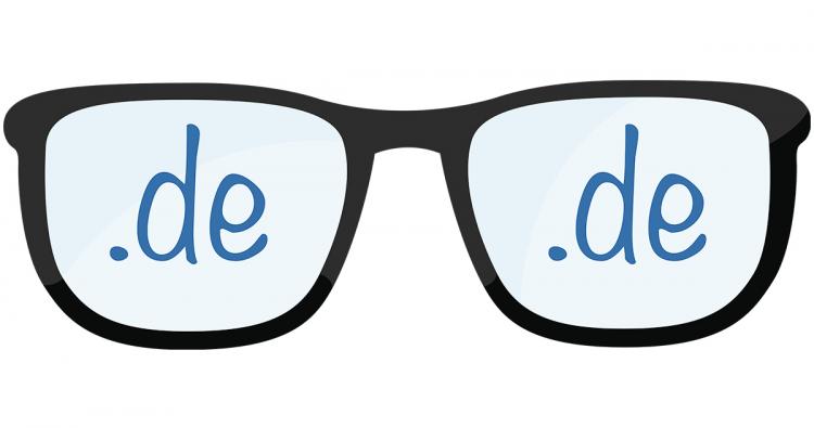 Grafik Brille mit .de auf den Gläsern