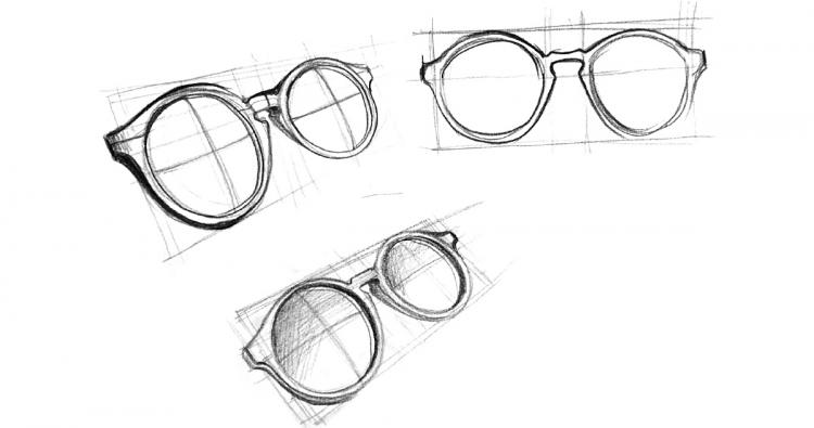 Skizzen von Brillen