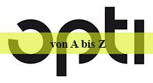 Das Opti-Logo mit dem Hinweis von A bis Z