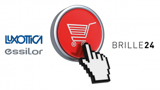 Logos Essilor, Luxottica, Essilor und Button mit Einkaufswagen