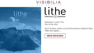 Screenshot der Visibilia-Website mit dem Label "Lithe Eyewear