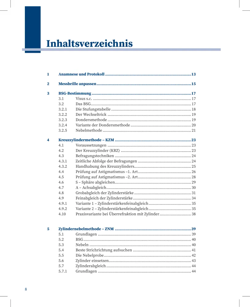 Inhaltsverzeichnis1 Augenglasbestimmung