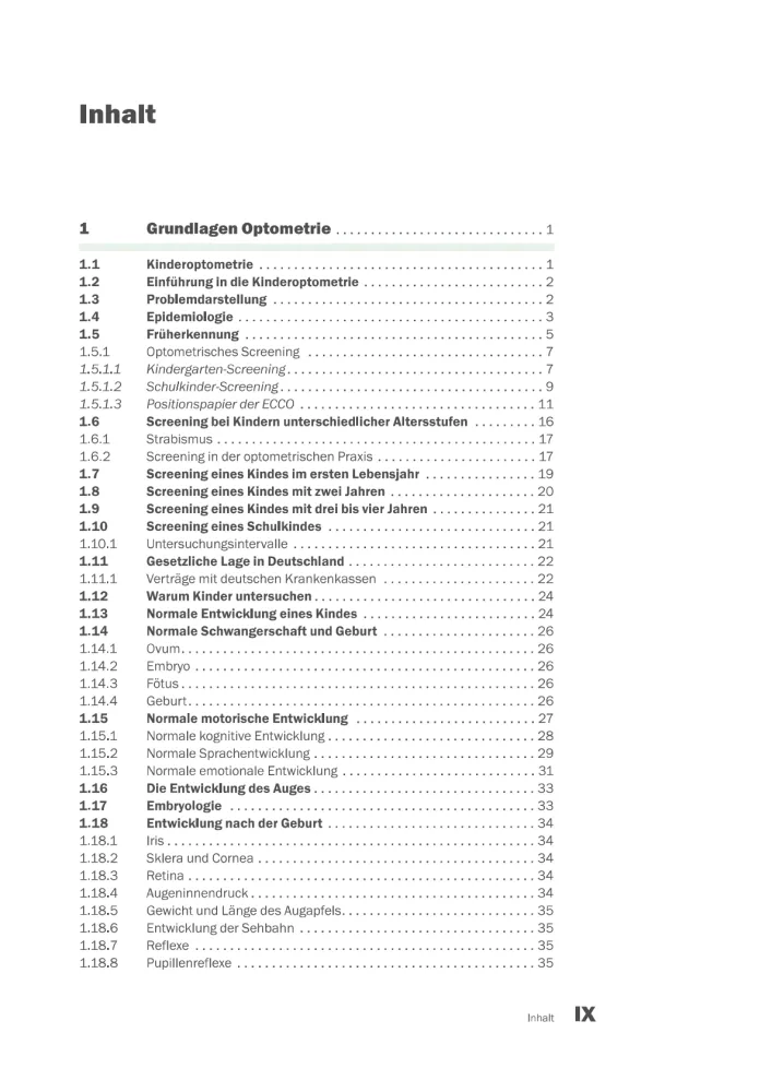 Tests und Management Kinderoptometrie_Inhaltsverzeichnis1