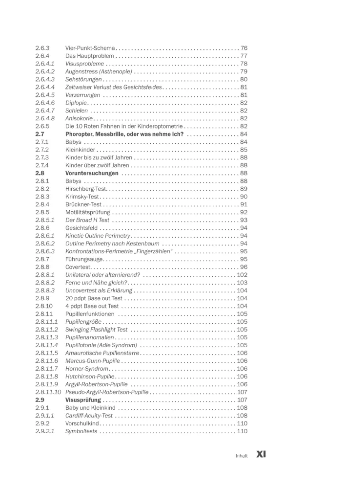 Tests und Management Kinderoptometrie_Inhaltsverzeichnis3