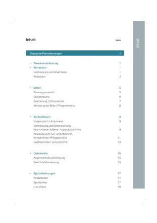 Sprachführer Augenoptik Inhaltsverzeichnis1