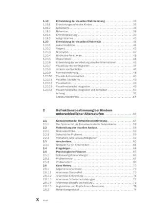 Tests und Management Kinderoptometrie_Inhaltsverzeichnis2