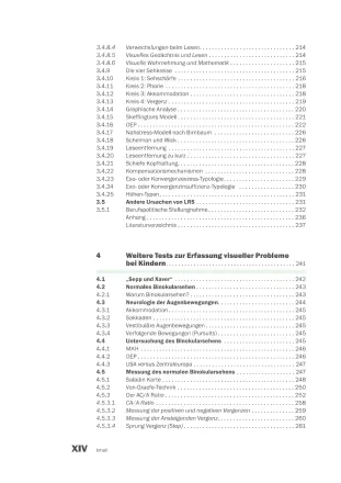 Tests und Management Kinderoptometrie_Inhaltsverzeichnis6