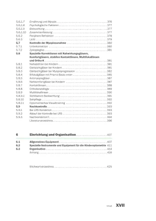 Tests und Management Kinderoptometrie_Inhaltsverzeichnis4