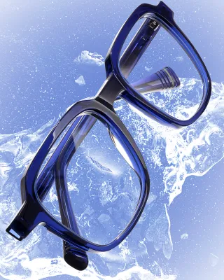 blaue Acetatbrille