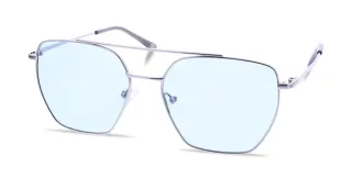 silberne Brille mit hellblauen Gläsern